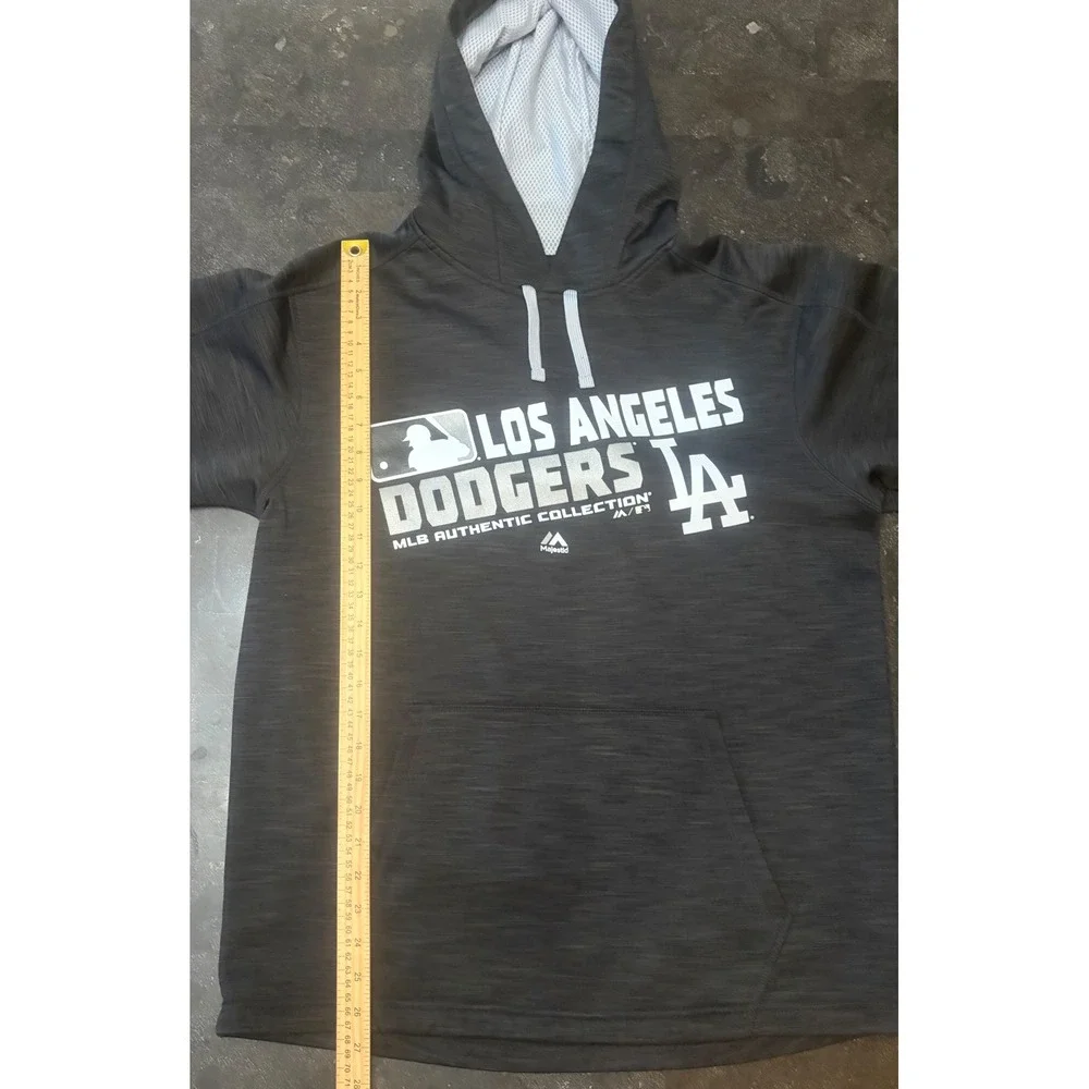 Majestic Los Angeles Dodgers MLB Authentic Collection Hoodie Gray Mens Medium